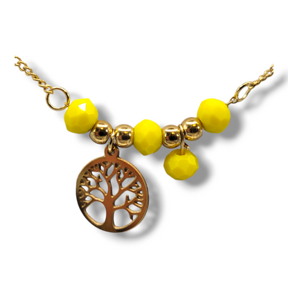 Chaine de cheville arbre de vie jaune