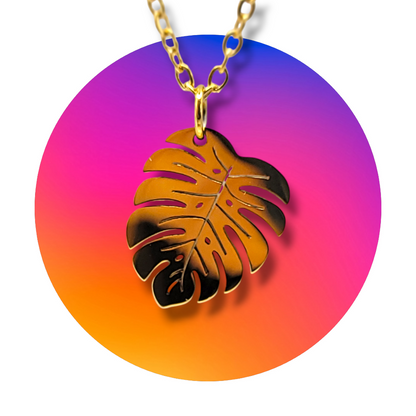 Collier feuille tropical