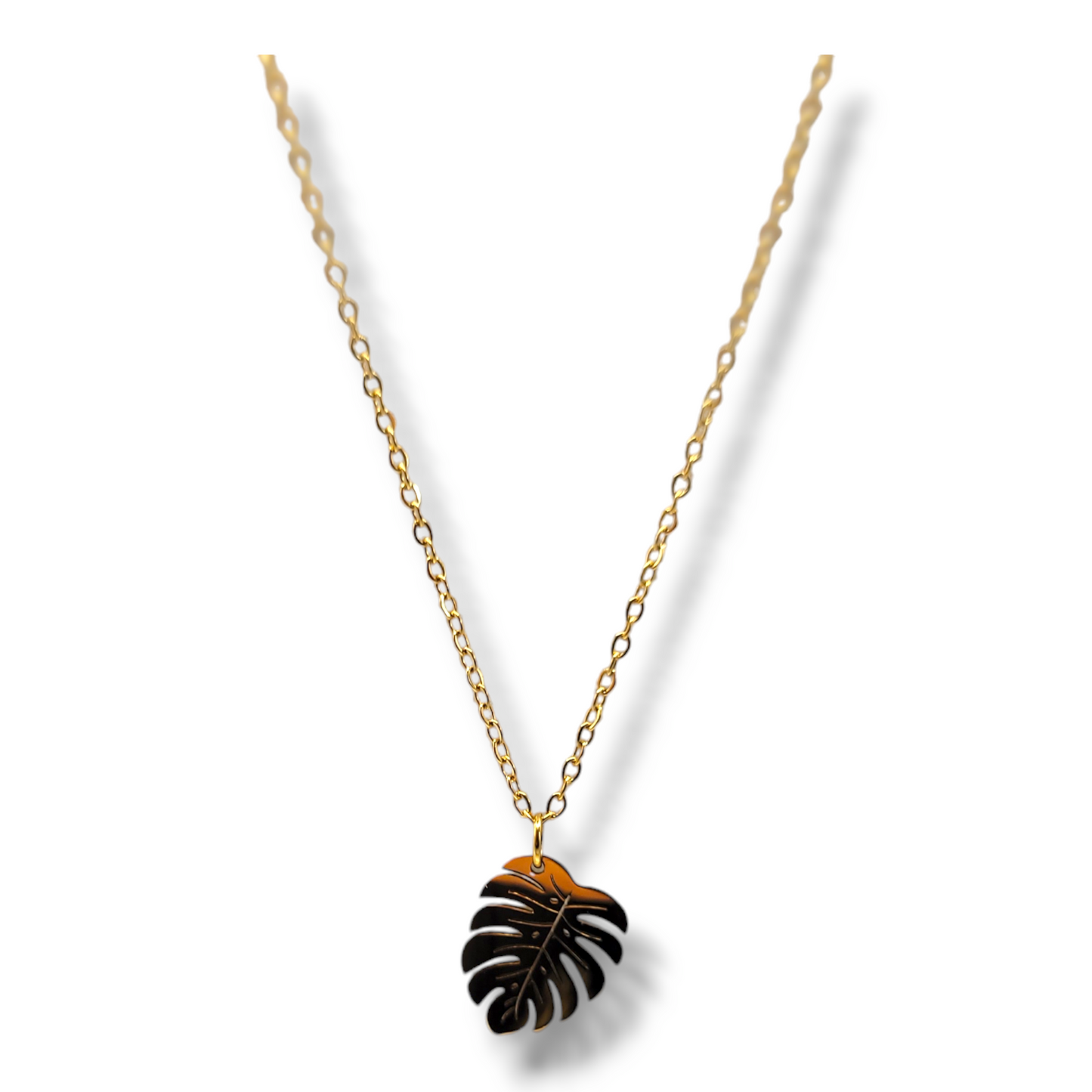 Collier feuille tropical