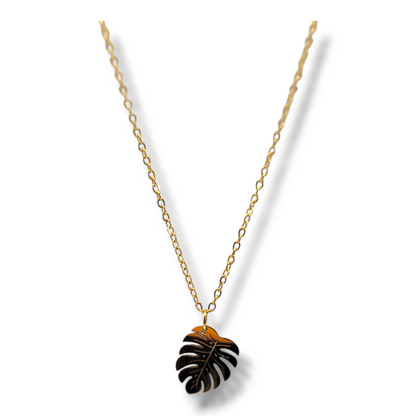 Collier feuille tropical