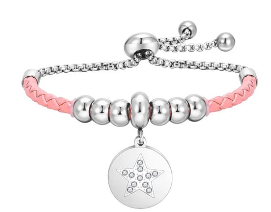 Bracelet rose étoile ajustable acier inoxydable